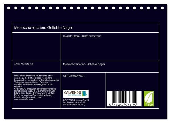 Produktbild: Meerschweinchen. Geliebte Nager (Tischkalender 2026 DIN A5 quer), CALVENDO Monatskalender
