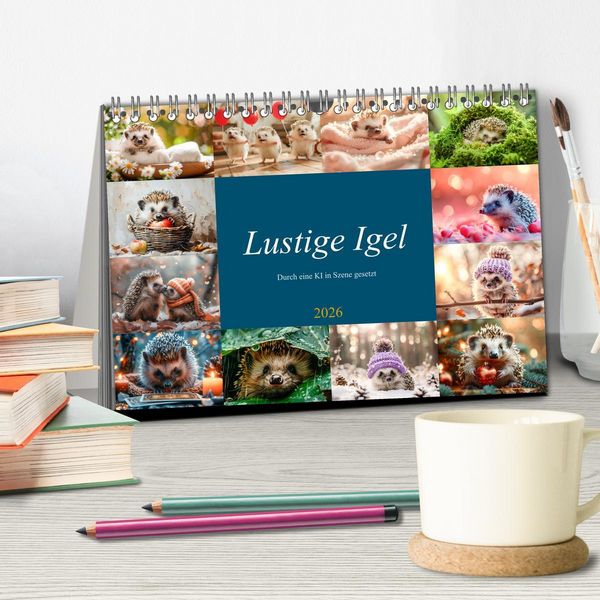Produktbild: Lustige Igel (Tischkalender 2026 DIN A5 quer), CALVENDO Monatskalender