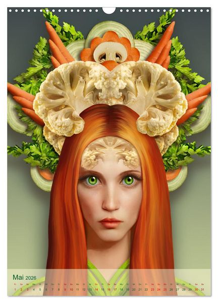 Produktbild: Zum Anbeissen - surreale Frauenportraits mit Obst und Gem&uuml;se (Wandkalender 2026 DIN A3 hoch), CALVENDO Monatskalender
