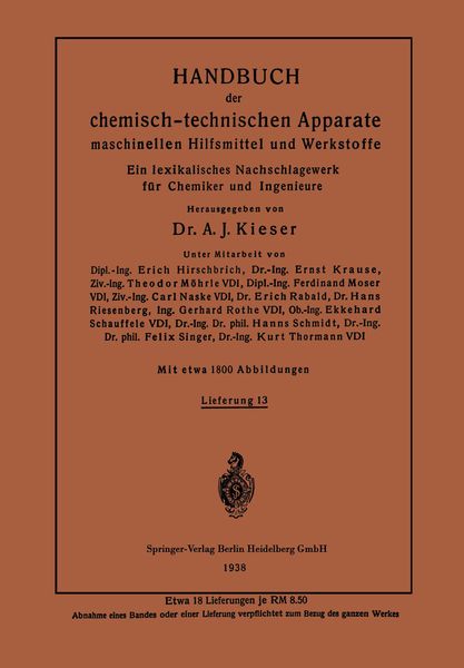 Produktbild: Handbuch der chemisch-technischen Apparate maschinellen Hilfsmittel und Werkstoffe