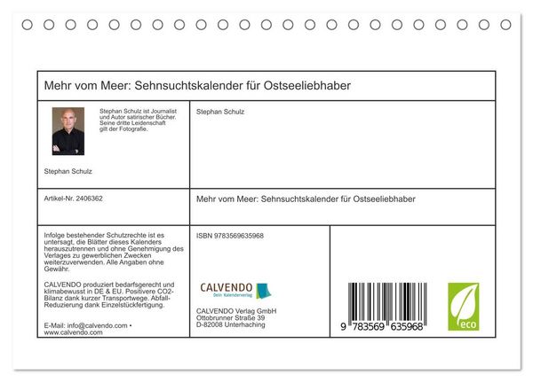 Produktbild: Mehr vom Meer: Sehnsuchtskalender f&uuml;r Ostseeliebhaber (Tischkalender 2027 DIN A5 quer), CALVENDO Monatskalender