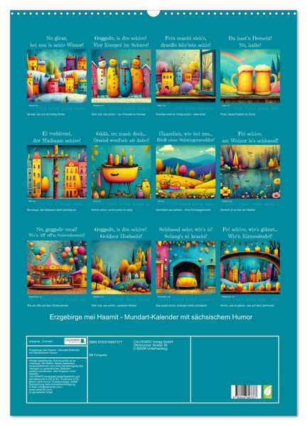 Produktbild: Erzgebirge mei Haamit - Mundart-Kalender mit s&auml;chsischem Humor (Wandkalender 2026 DIN A2 hoch), CALVENDO Monatskalender