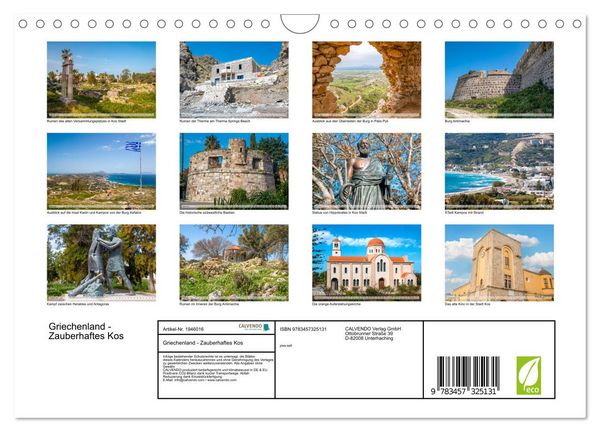 Produktbild: Griechenland - Zauberhaftes Kos (Wandkalender 2026 DIN A4 quer), CALVENDO Monatskalender