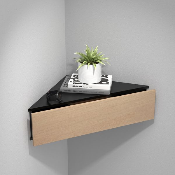 Produktbild: Holz Wandschublade Eckregal Nachttisch Usal S