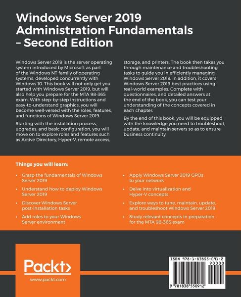 Produktbild: Windows Server 2019 Administration Fundamentals - Second Edition