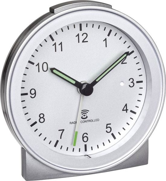 Produktbild: TFA Dostmann 60.1517.54 Funk Wecker Silber Alarmzeiten 1 Fluoreszierend Zeiger