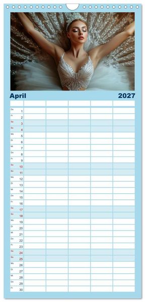 Produktbild: Familienplaner 2027 - Ballerinas in Diamanten mit 5 Spalten (Wandkalender, 21 x 45 cm) CALVENDO