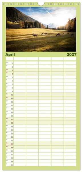 Produktbild: Familienplaner 2027 - Ultental - Ein Jahr in Bildern mit 5 Spalten (Wandkalender, 21 x 45 cm) CALVENDO