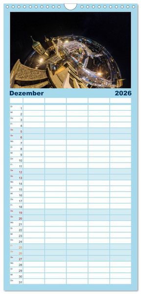 Produktbild: Familienplaner 2026 - Meine Heimat von oben - Luftbilder von Augsburg mit 5 Spalten (Wandkalender, 21 x 45 cm) CALVENDO