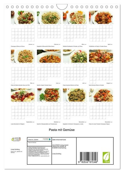 Produktbild: Pasta mit Gem&uuml;se (Wandkalender 2027 DIN A4 hoch), CALVENDO Monatskalender