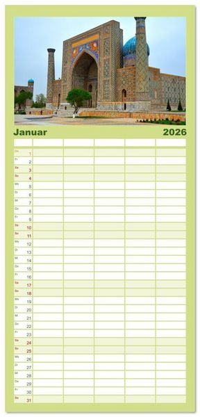 Produktbild: Familienplaner 2026 - Usbekistan, Perlen der Seidenstra&szlig;e mit 5 Spalten (Wandkalender, 21 x 45 cm) CALVENDO