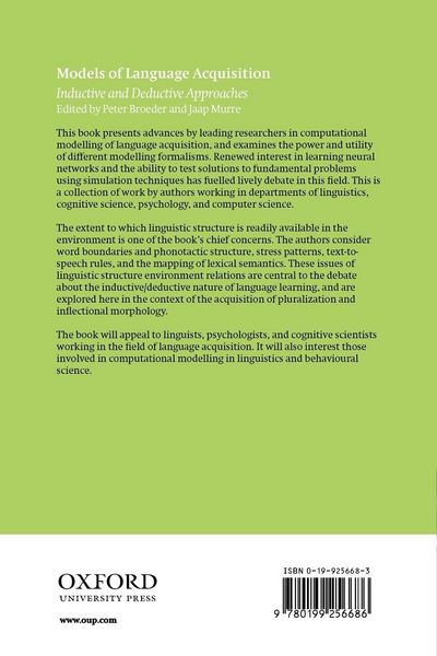 Produktbild: Models of Language Acquisition (Inductive and Deductive Approaches)