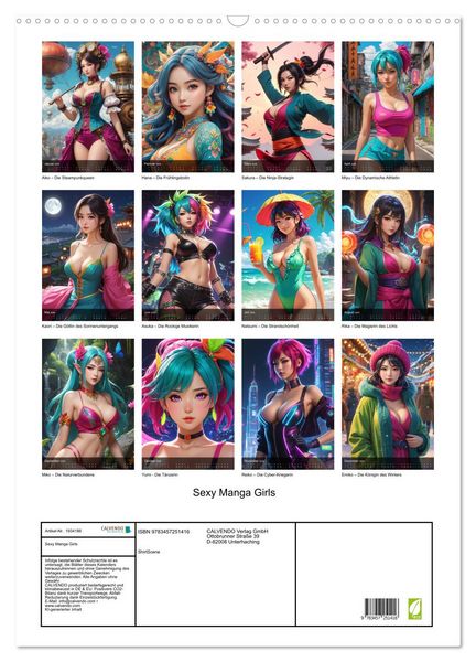 Produktbild: Sexy Manga Girls (Wandkalender 2026 DIN A2 hoch), CALVENDO Monatskalender
