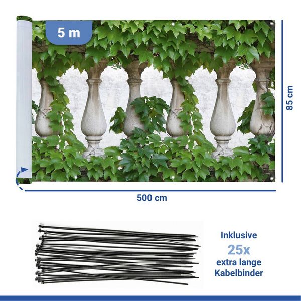 Produktbild: Balkon-Sichtschutz Mod. Efeu-Zaun, 5 m, UV- und witterungsbest&auml;ndig