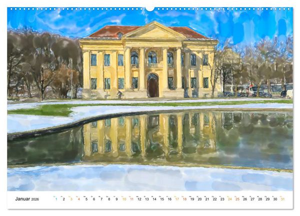 Produktbild: M&uuml;nchen - Bayerns Landeshauptstadt in Aquarellfarben (Wandkalender 2026 DIN A2 quer), CALVENDO Monatskalender