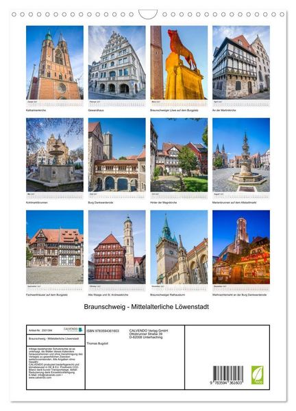 Produktbild: Braunschweig - Mittelalterliche L&ouml;wenstadt (Wandkalender 2027 DIN A3 hoch), CALVENDO Monatskalender