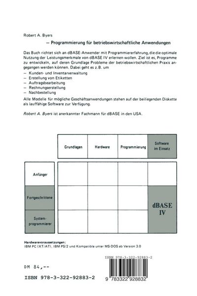 Produktbild: dBASE IV Programmierung f&uuml;r betriebswirtschaftliche Anwendungen