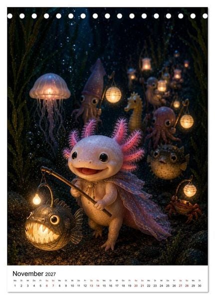 Produktbild: Axolotl durchs ganze Jahr (Tischkalender 2027 DIN A5 hoch), CALVENDO Monatskalender