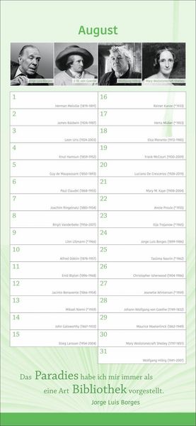 Produktbild: Der literarische Geburtstagskalender - Mit Geburtstagskindern und Zitaten