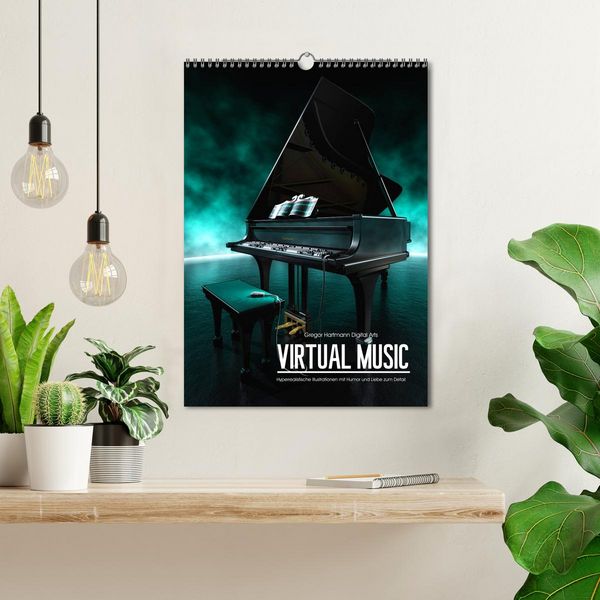 Produktbild: VIRTUAL MUSIC - Musikinstrumente in Hyperrealistischen Illustrationen (Wandkalender 2026 DIN A3 hoch), CALVENDO Monatskalender