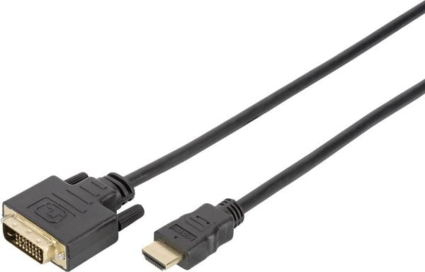 Digitus HDMI / DVI Adapterkabel HDMI-A Stecker, DVI-D 18+1pol. Stecker 2.00 m Schwarz DB-330300-020-S Rund, vergoldete S