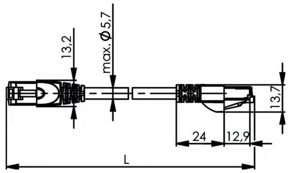 Produktbild: Teleg&auml;rtner 100008165 RJ45 Patchkabel CAT 5e F/UTP 0.25 m Grau Flammwidrig, mit Knickschutzt&uuml;lle 1 St.