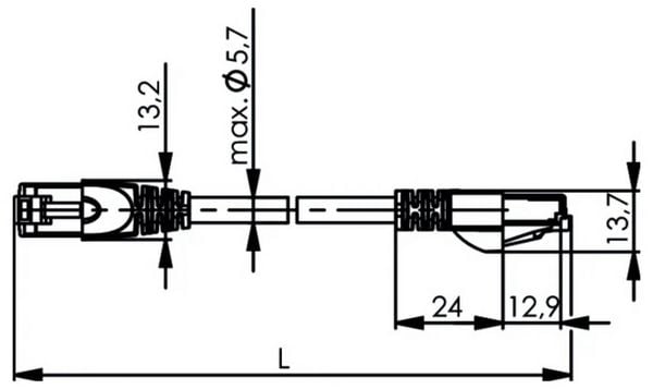 Produktbild: Teleg&auml;rtner 100008172 RJ45 Patchkabel CAT 5e F/UTP 0.5 m Blau Flammwidrig, mit Knickschutzt&uuml;lle 1 St.