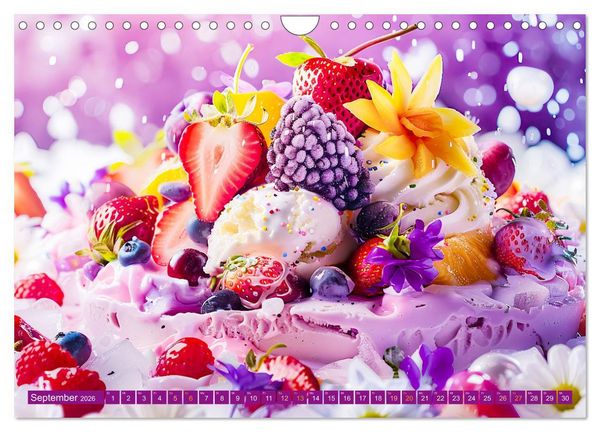 Produktbild: Eiscreme-Tr&auml;ume - S&uuml;&szlig;e Verlockung und florale Sch&ouml;nheiten (Wandkalender 2026 DIN A4 quer), CALVENDO Monatskalender