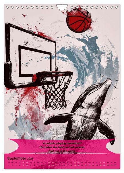 Produktbild: Basketball with funny animals (Wall Calendar 2026 DIN A4 portrait), CALVENDO 12 Month Wall Calendar