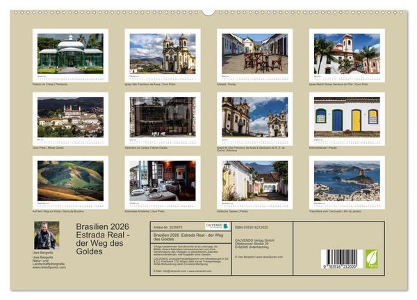 Produktbild: Brasilien 2026 Estrada Real - der Weg des Goldes (hochwertiger Premium Wandkalender 2026 DIN A2 quer), Kunstdruck in Hochglanz