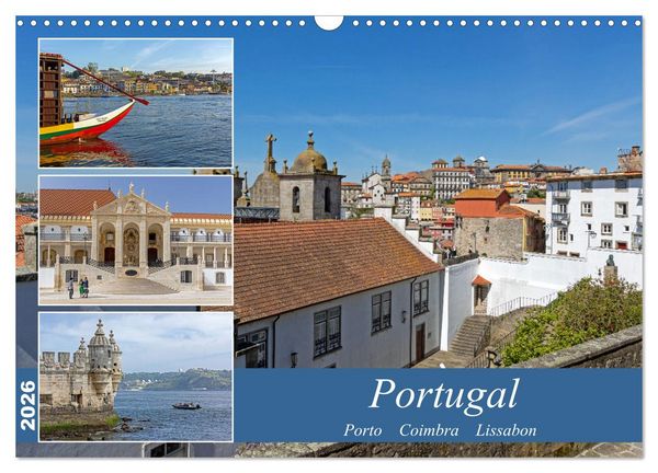 Produktbild: Portugal - Porto, Coimbra, Lissabon (Wandkalender 2026 DIN A3 quer), CALVENDO Monatskalender