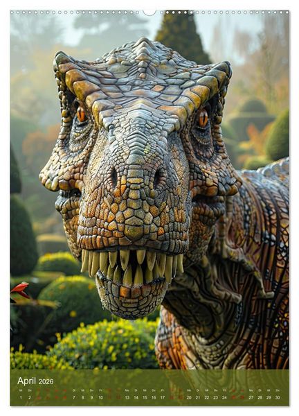 Produktbild: Dinos unterwegs: Urzeitriesen erkunden unsere Welt (Wandkalender 2026 DIN A2 hoch), CALVENDO Monatskalender