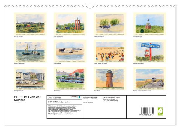 Produktbild: BORKUM Perle der Nordsee (Wandkalender 2026 DIN A3 quer), CALVENDO Monatskalender