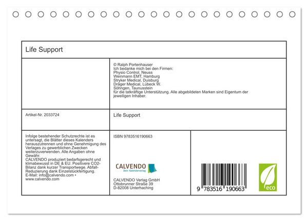 Produktbild: Life Support (Tischkalender 2026 DIN A5 quer), CALVENDO Monatskalender