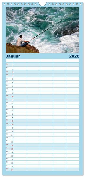 Produktbild: Familienplaner 2026 - Angeln - meine Leidenschaft mit 5 Spalten (Wandkalender, 21 x 45 cm) CALVENDO