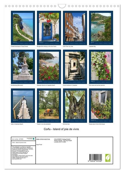 Produktbild: Corfu - Island of joie de vivre (Wall Calendar 2026 DIN A3 portrait), CALVENDO 12 Month Wall Calendar