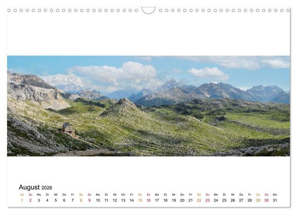Produktbild: Der Dolomiten H&ouml;henweg EINS in Panoramabildern (Wandkalender 2026 DIN A3 quer), CALVENDO Monatskalender