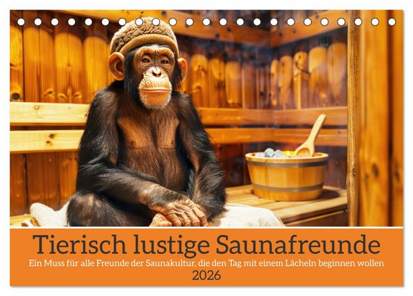 Tierisch lustige Saunafreunde (Tischkalender 2026 DIN A5 quer), CALVENDO Monatskalender