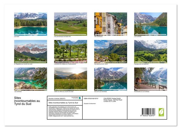 Produktbild: Sites incontournables au Tyrol du Sud (Calendrier mural 2026 DIN A3 vertical), CALVENDO calendrier mensuel