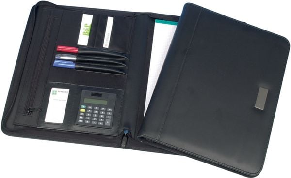 Schreibmappe mit Taschenrechner, schwarz