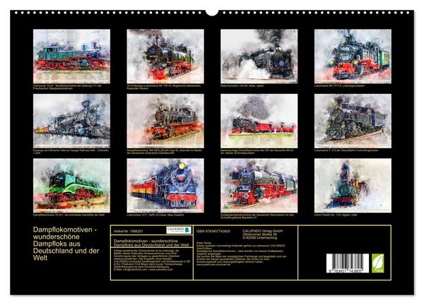 Produktbild: Dampflokomotiven - wundersch&ouml;ne Dampfloks aus Deutschland und der Welt (hochwertiger Premium Wandkalender 2026 DIN A2 quer), Kunstdruck in Hochglanz