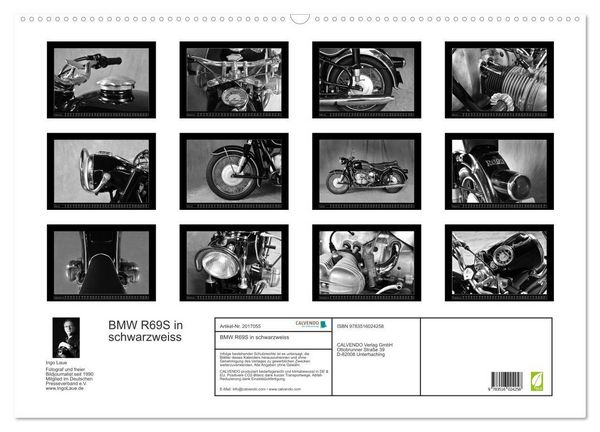 Produktbild: BMW R69S in schwarzweiss (Wandkalender 2026 DIN A2 quer), CALVENDO Monatskalender