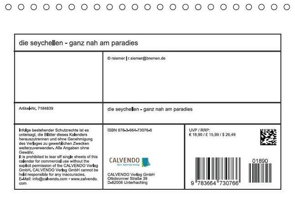 Produktbild: die seychellen - ganz nah am paradies (Tischkalender immerw&auml;hrend DIN A5 quer)