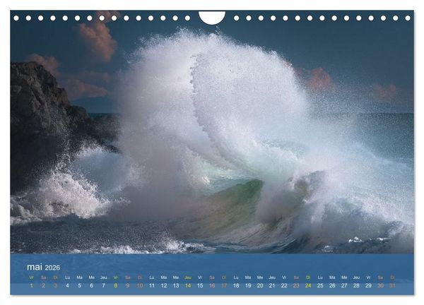 Produktbild: Temp&ecirc;tes c&ocirc;ti&egrave;res - La puissance brute des vagues (Calendrier mural 2026 DIN A4 vertical), CALVENDO calendrier mensuel