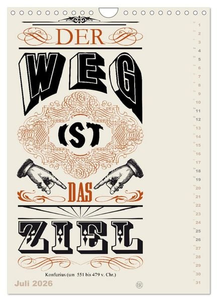 Produktbild: Die sch&ouml;nsten Lebensweisheiten Typo - Kalender (Wandkalender 2026 DIN A4 hoch), CALVENDO Monatskalender