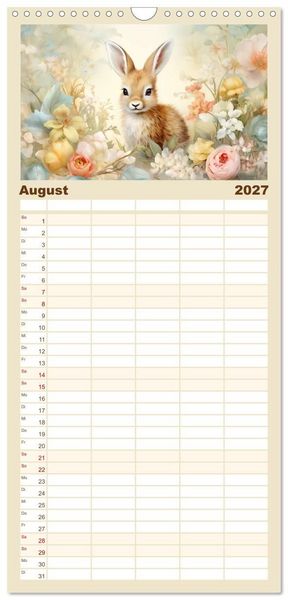 Produktbild: Familienplaner 2027 - Tierisch s&uuml;&szlig;! mit 5 Spalten (Wandkalender, 21 x 45 cm) CALVENDO