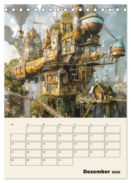 Produktbild: Steampunk - Mechanische Fantasiewelt (Tischkalender 2026 DIN A5 hoch), CALVENDO Monatskalender