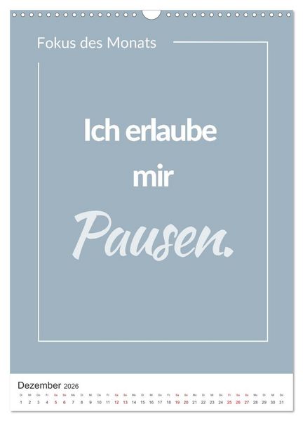 Produktbild: Achtsamkeitskalender: Mehr Achtsamkeit im Alltag mit dem Fokus des Monats (Wandkalender 2026 DIN A3 hoch), CALVENDO Monatskalender