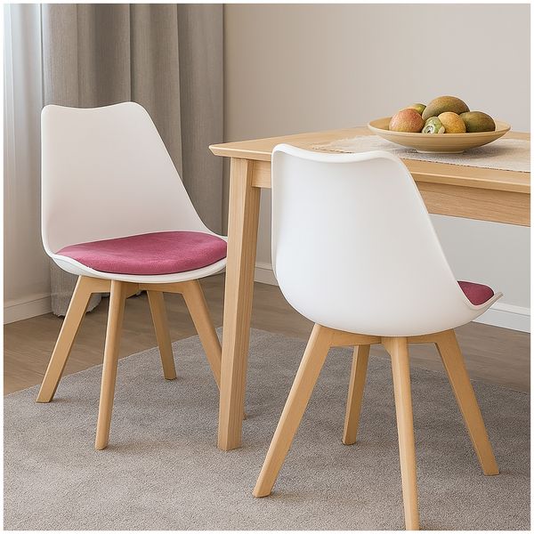 HTI-Living Stuhl Atlanta Weiß/Velvet Pink 2er Set Stuhl Atlanta Weiß/Velvet Pink 2er Set