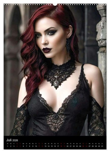 Produktbild: Wunderschöne Gothic Divas (Wandkalender 2026 DIN A2 hoch), CALVENDO Monatskalender